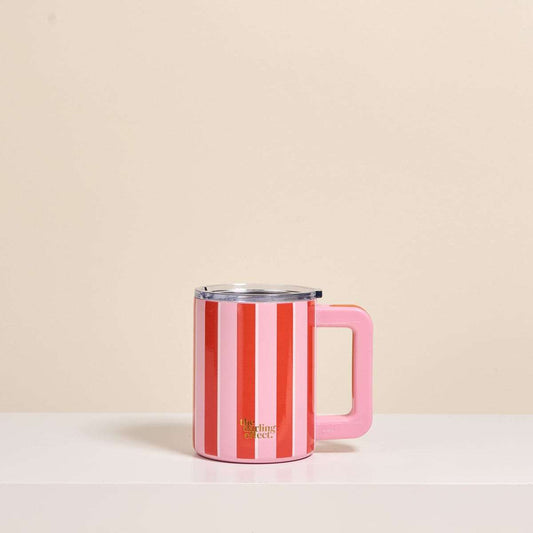 14 oz Insulated Mug-Sicily Stripes Pink