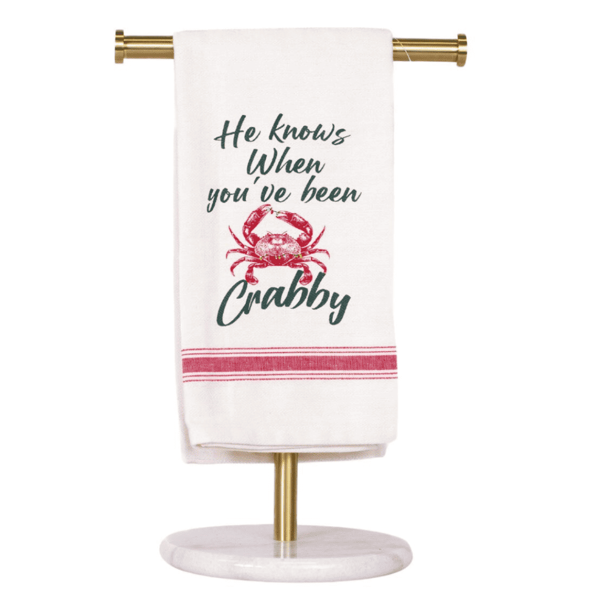He knows when you've been crabby hand towel