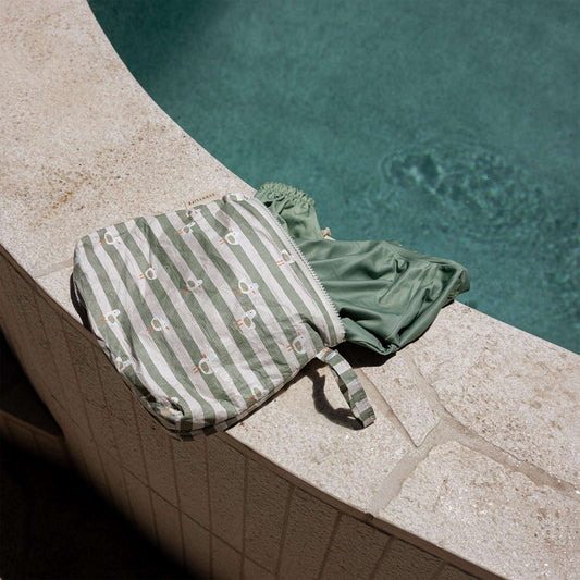 Kids Wet Bag Sammy the Seagull Green Stripe