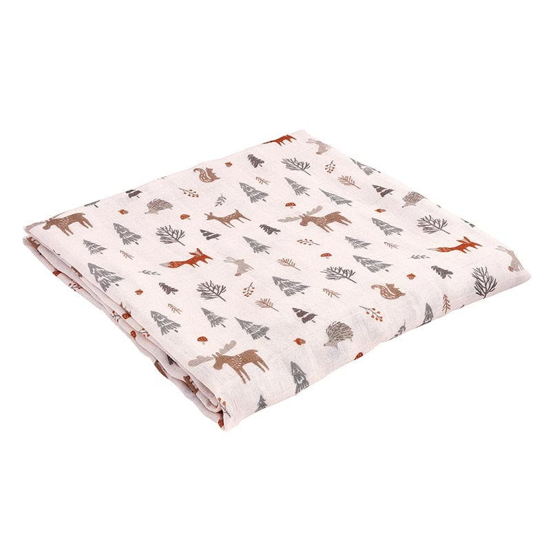 Pink Woodland Swaddle with Bunny Rattle