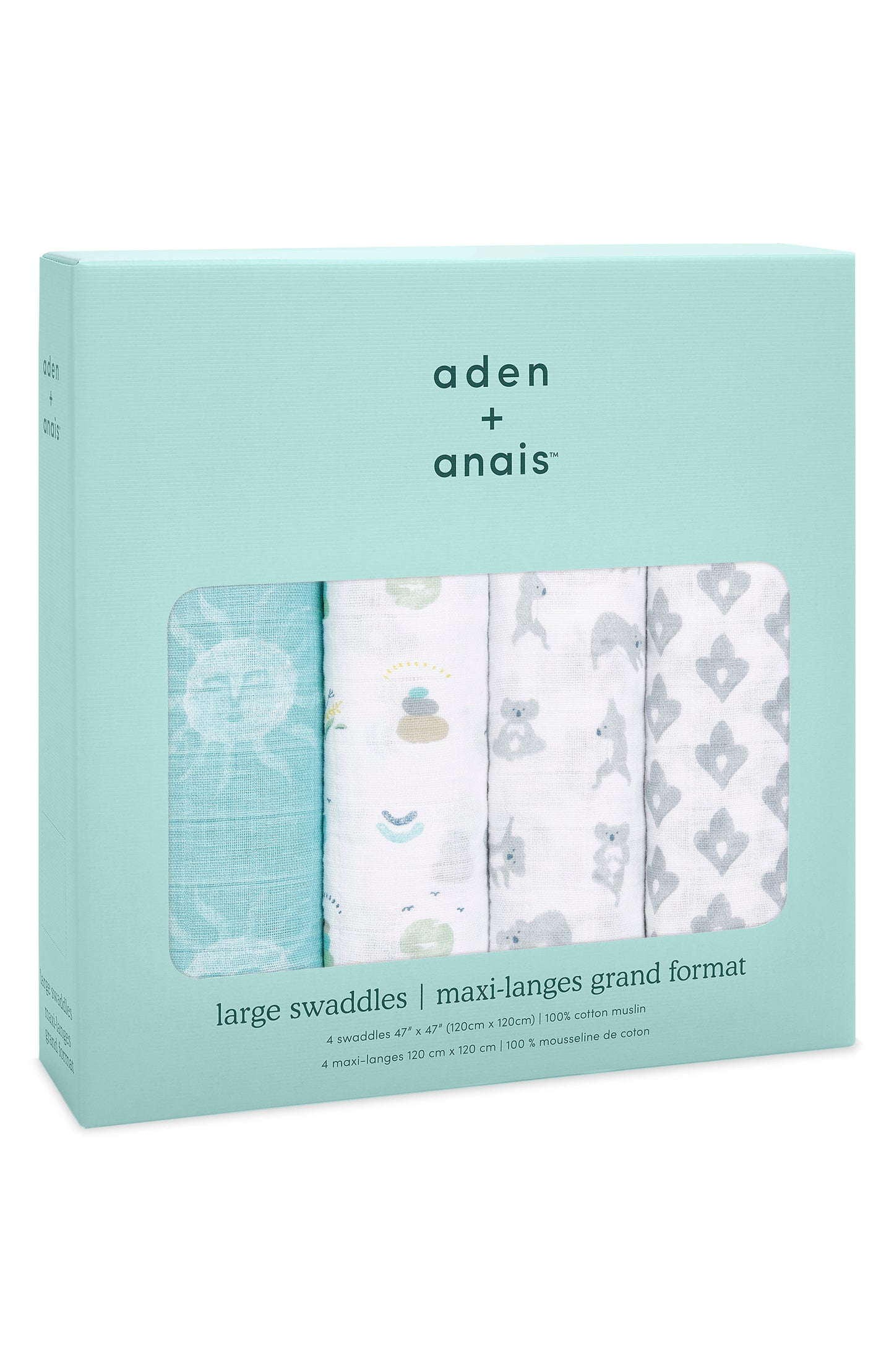 Aiden and Anais Large Swaddles 4 pack Now Zen Koala