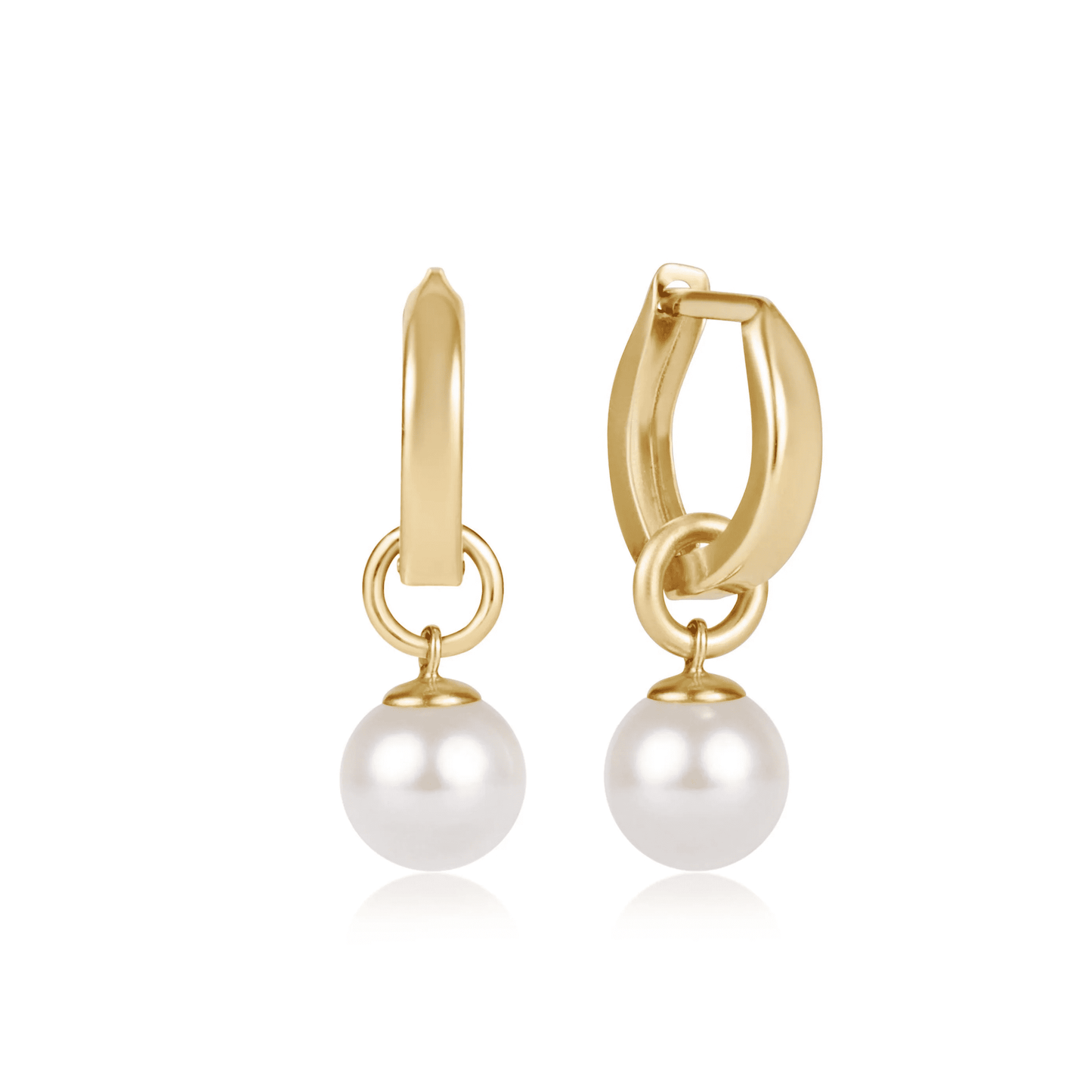 Huggie Gold 0.5” Hoop- Classic Pearl 8mm Charm