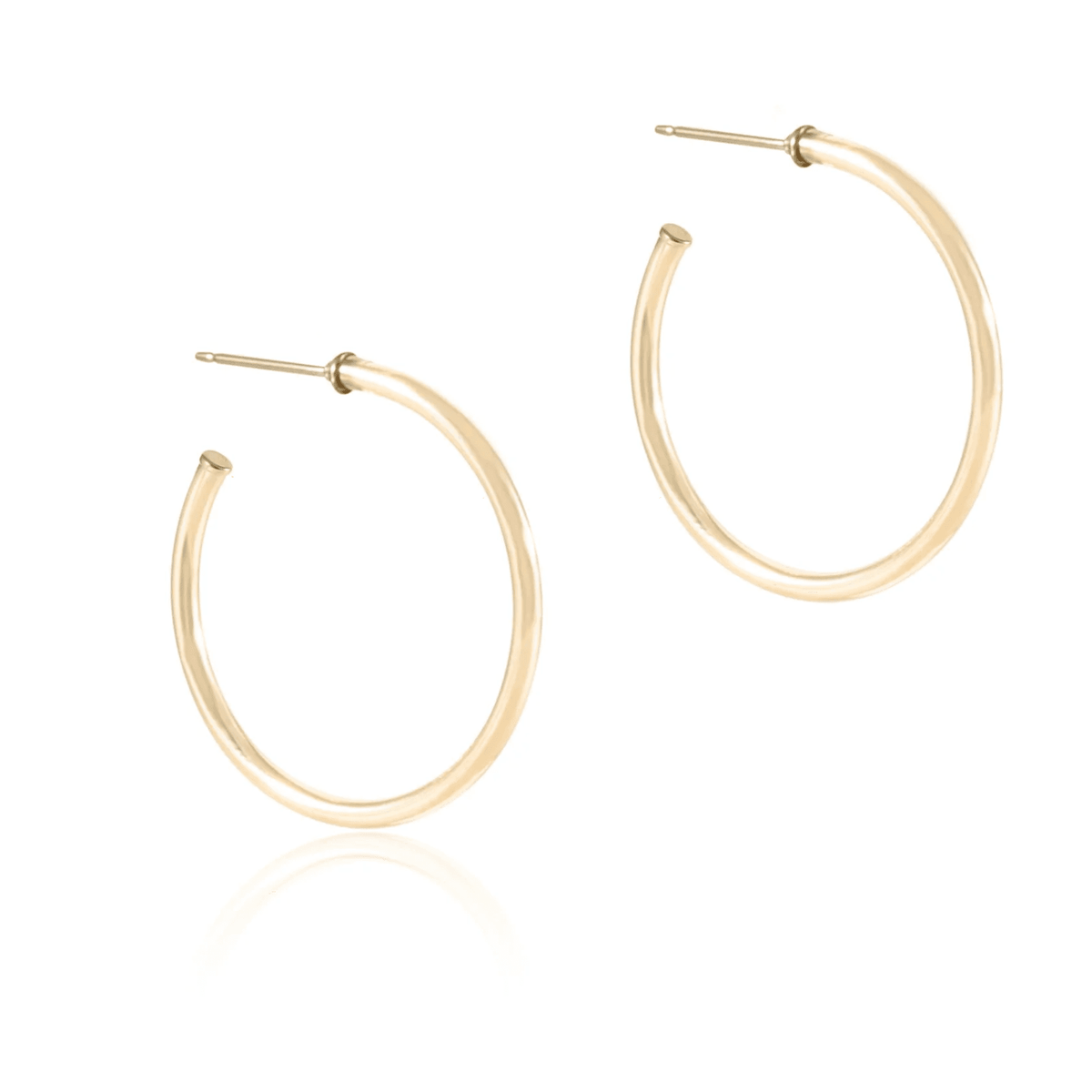 Round Gold 1.25" Post Hoop - 2mm - Smooth