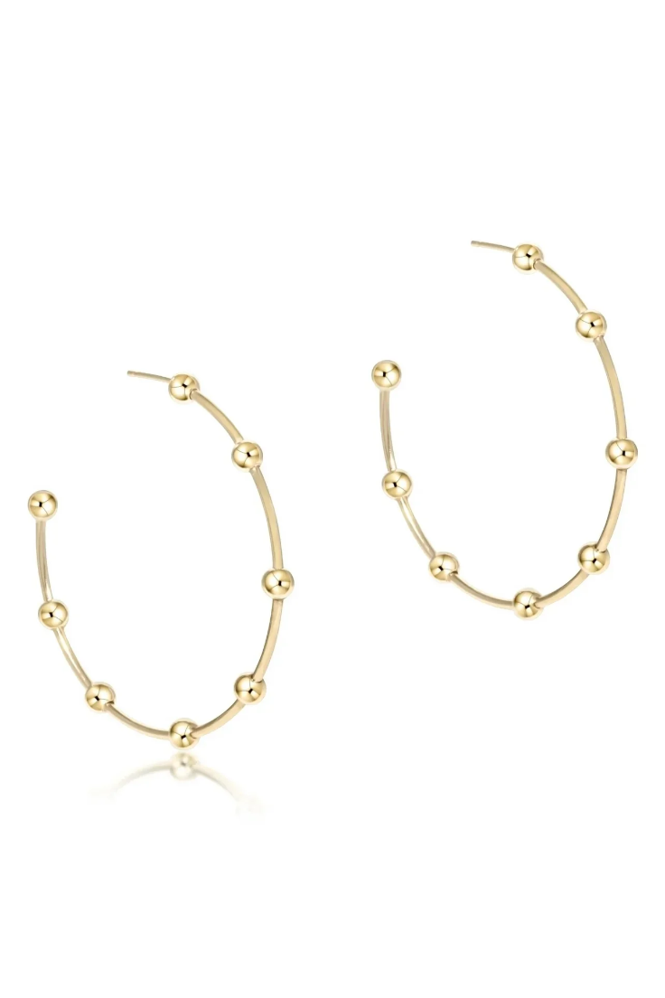 Beaded Simplicity 1.5" Post Hoop - Gold 4mm