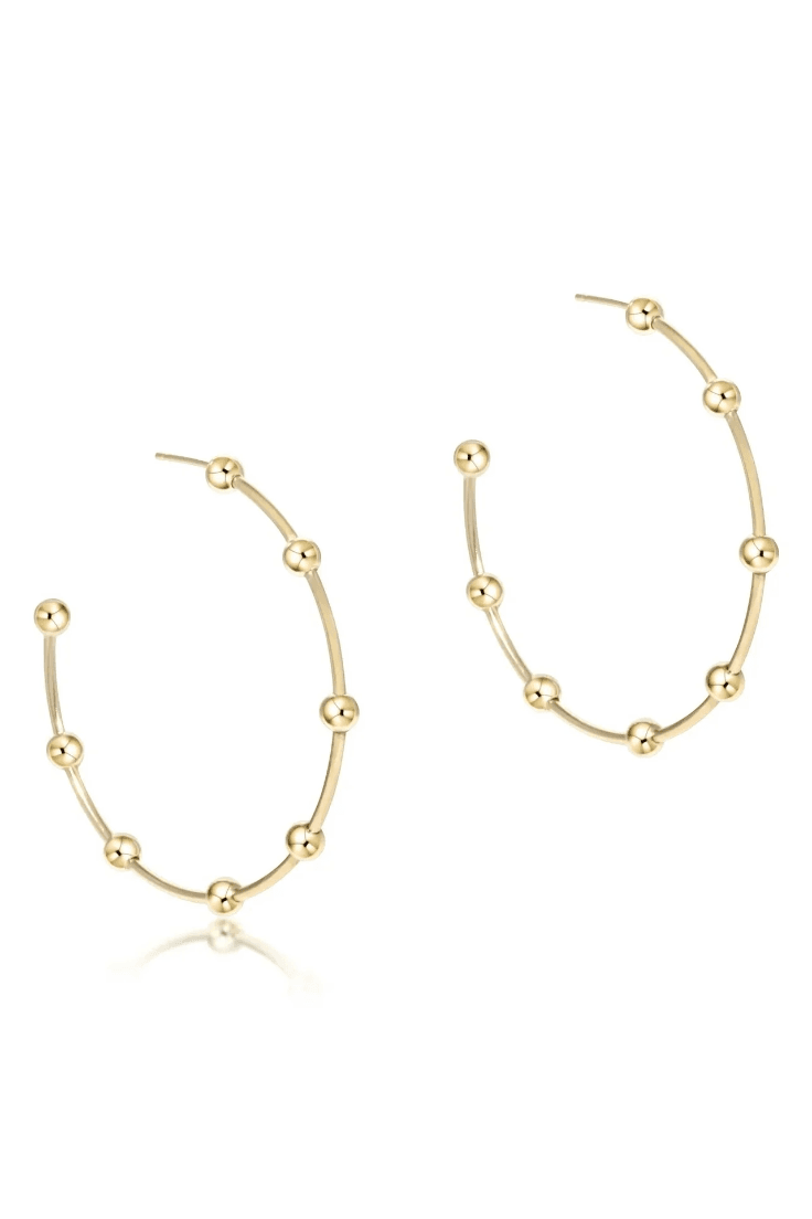 Beaded Simplicity 1.5" Post Hoop - Gold 4mm