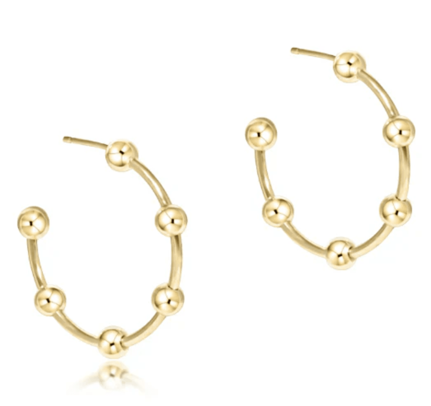 Beaded Simplicity 1" Post Hoop - Gold 4mm