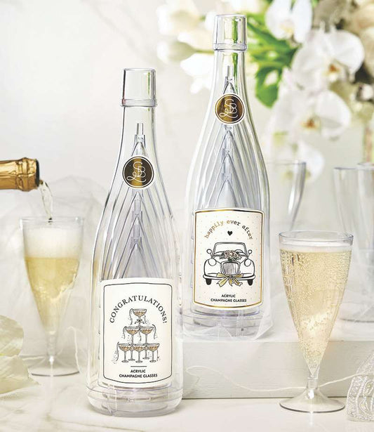 Acrylic Champagne Glasses - Happily Ever After