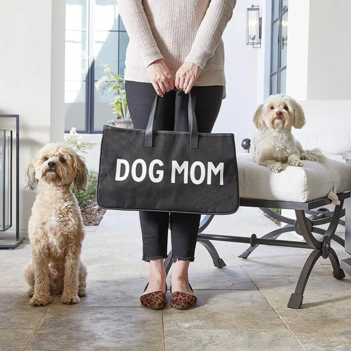 Black Canvas Tote-Dog Mom