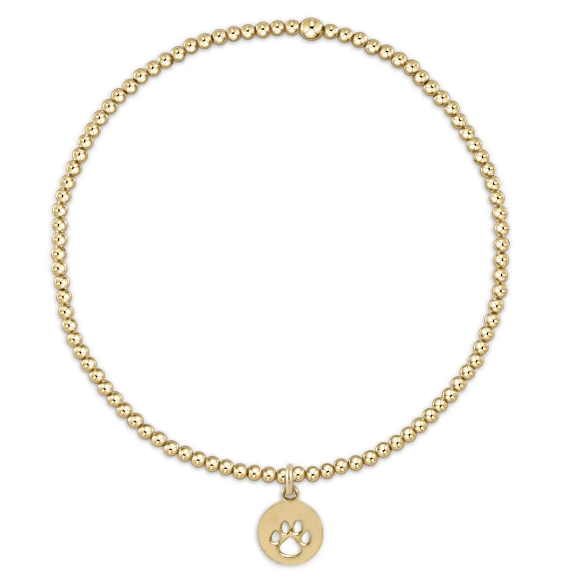 Classic Gold 3mm Bracelet- Paw Print Gold Disc