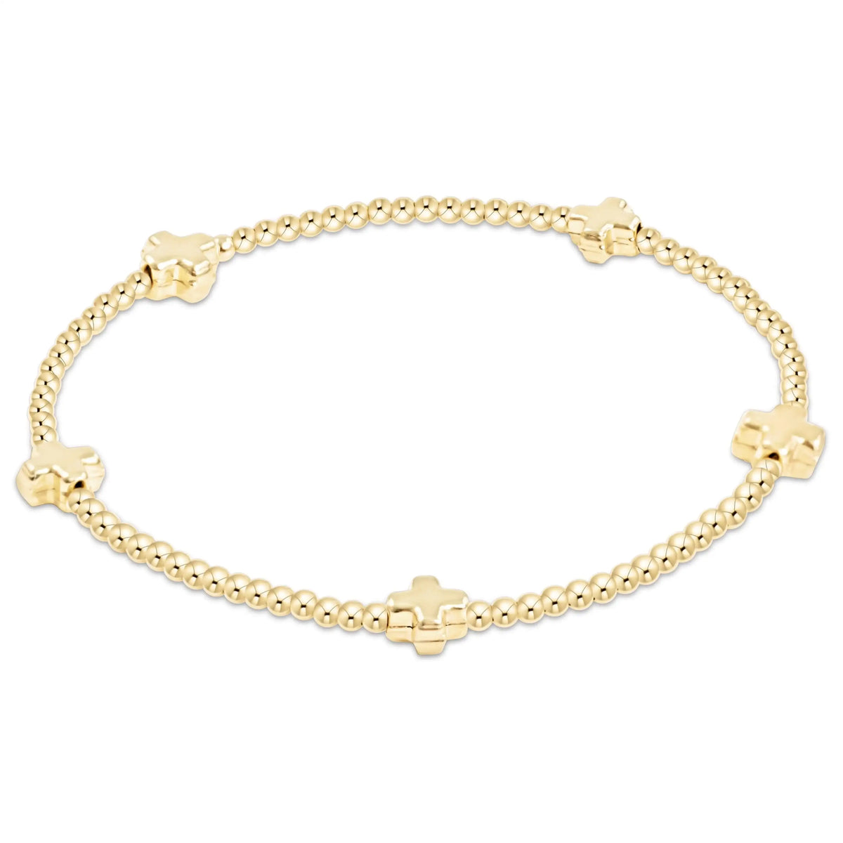 Signature Cross Small 2mm Gold Bracelet- Gold