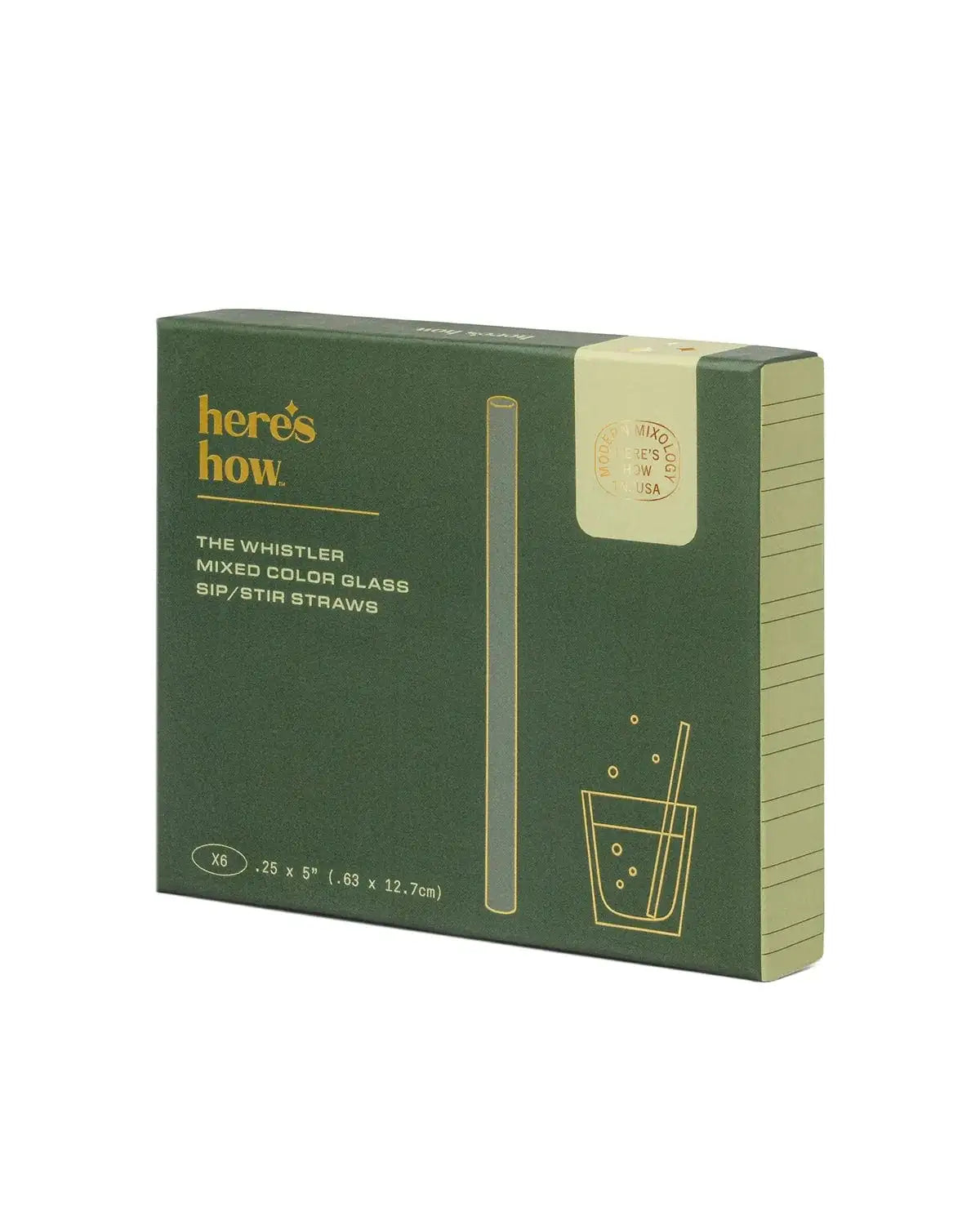 The Whistler Straw Set -Colored Glass, Set of 6