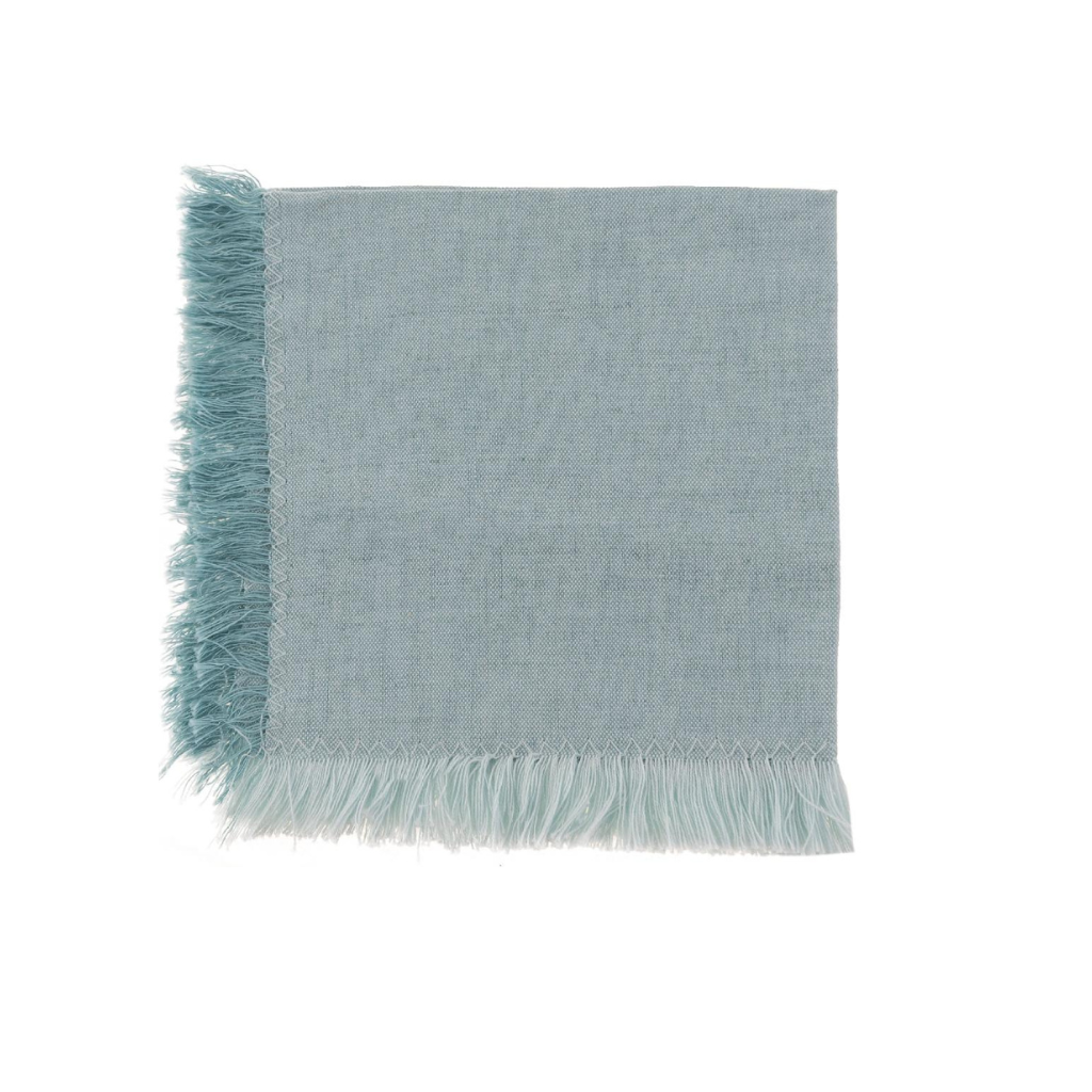 Fringed Cocktail Napkin Pale Blue Set of 4
