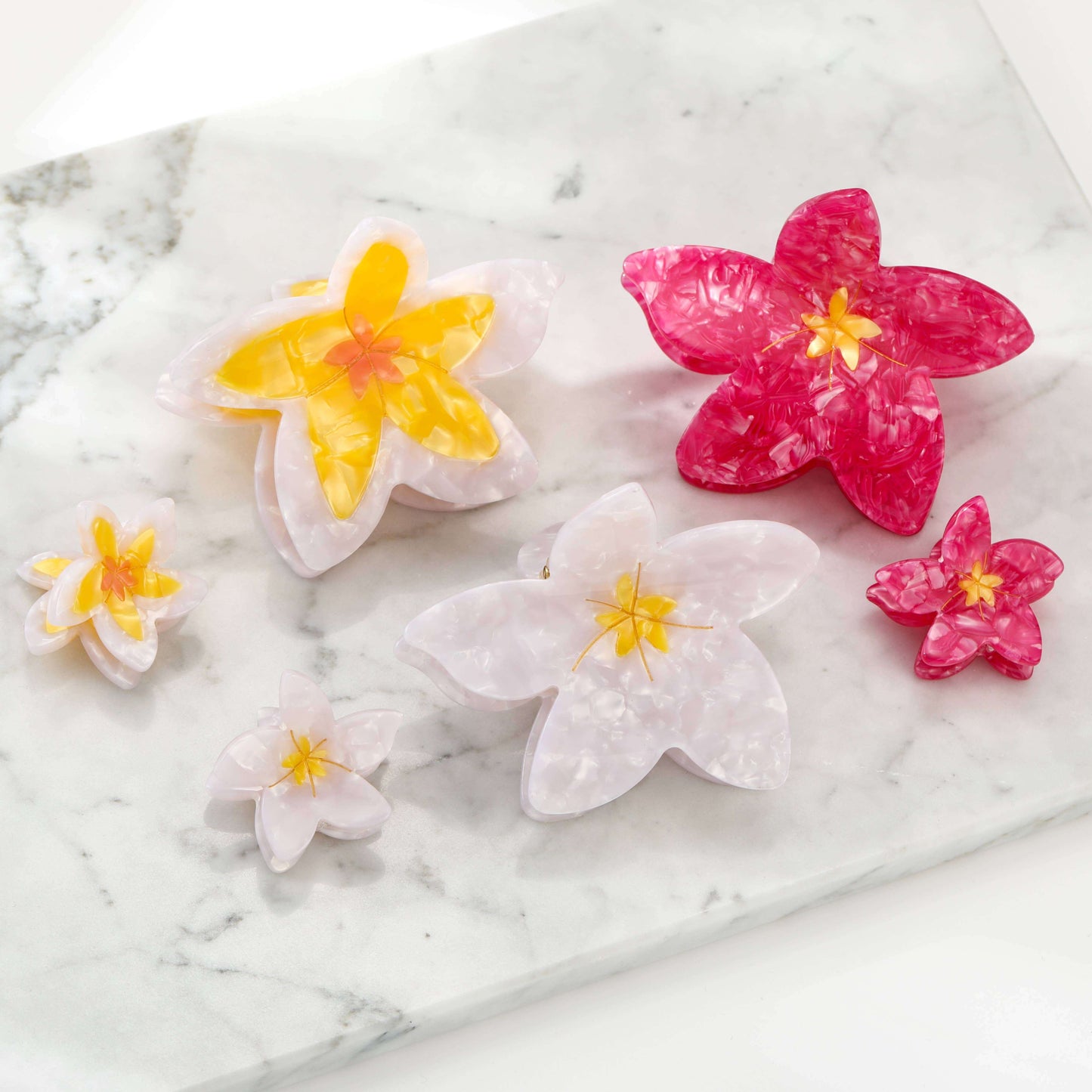Eco-Friendly Plumeria Frangipani Hair Clip Claw, White