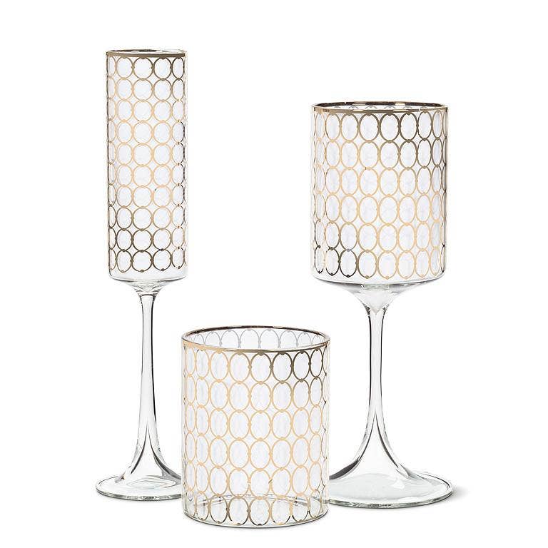 Slender Wine Glass with Gold Rings