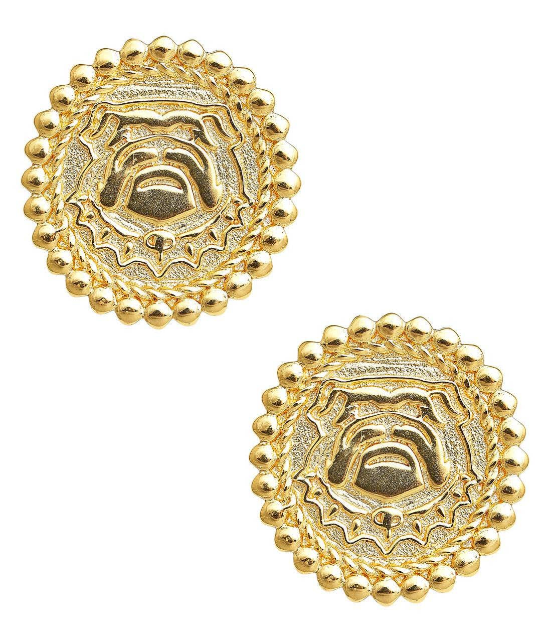 Bulldog Coin Stud - Gold Earring