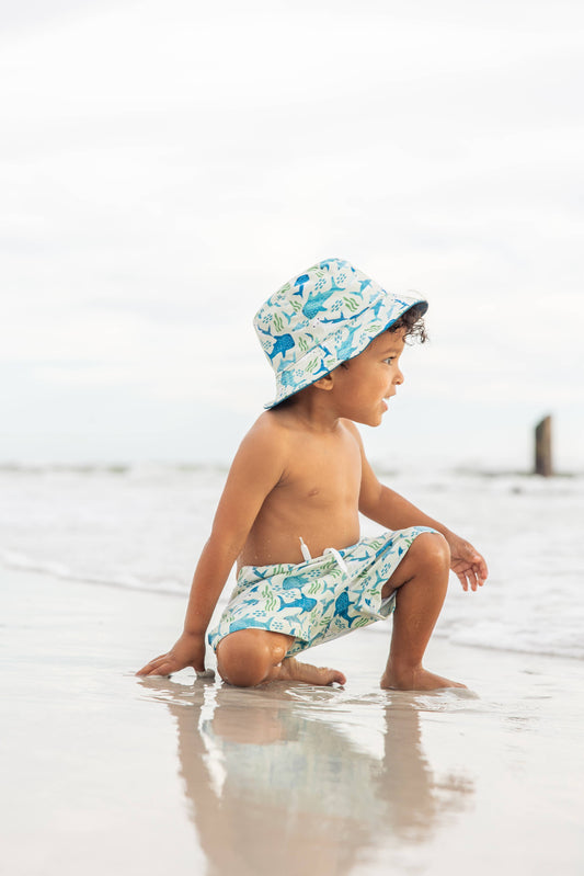Shark Friends Ocean Blue Reversible Kids Bucket Hat