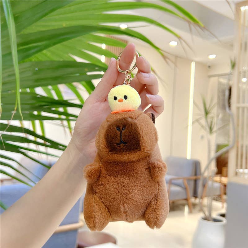 Cute Capybara Plush Keychain Bag Charm