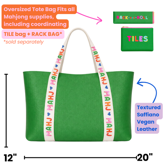 Mahjong Tote Bag Mahjong Tile Bag Leather | Green *NEW*