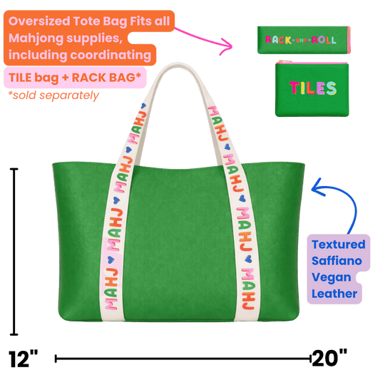 Mahjong Tote Bag Mahjong Tile Bag Leather | Green *NEW*