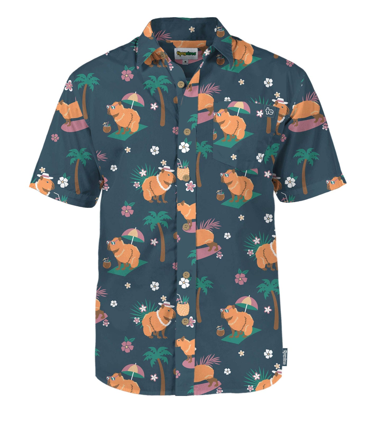 Bahama Capybara Men's Hawaiian Shirt - Fun Button Down
