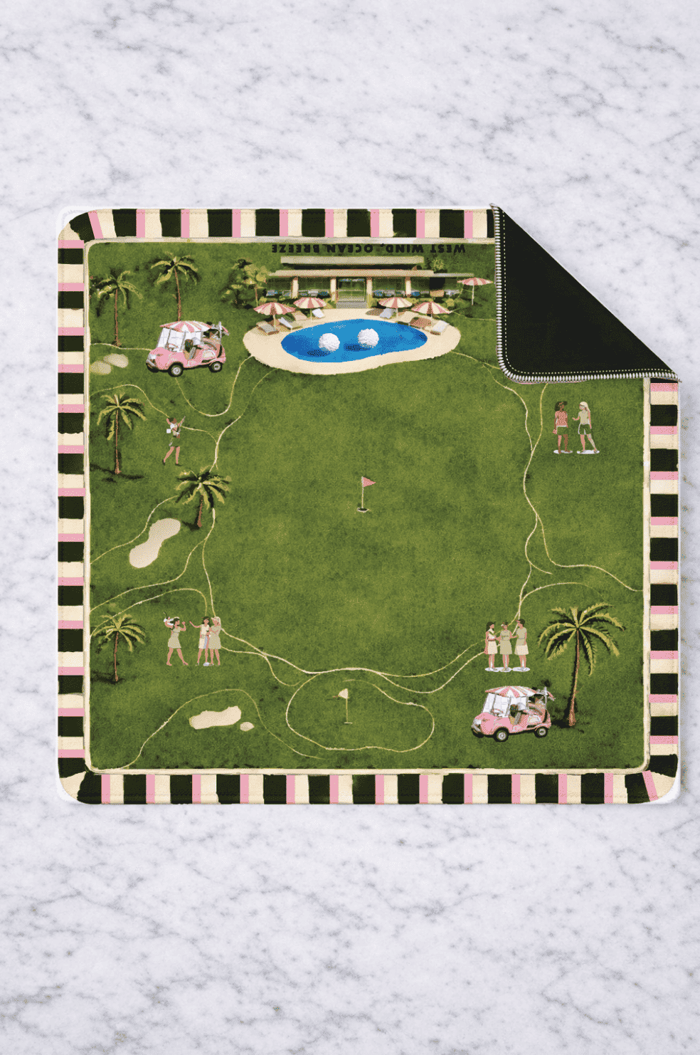 On the green golf mahjong mat 33"x33"