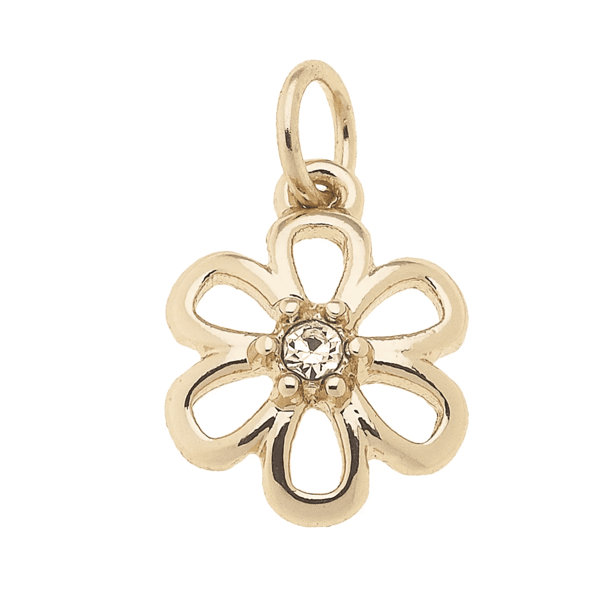 Mini Open Flower Charm in Shiny Gold