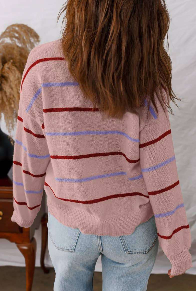 Effortless Colorful Striped Long Sleeve Sweater
