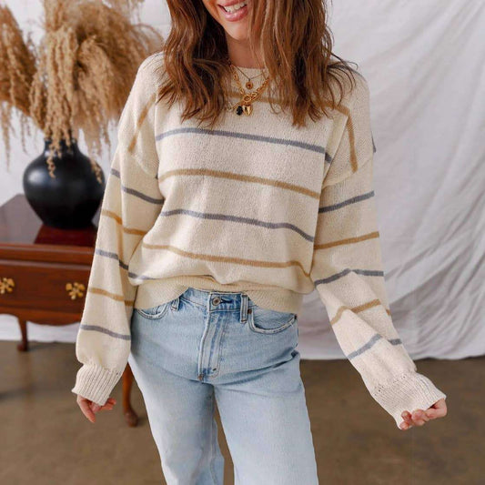 Effortless Colorful Striped Long Sleeve Sweater