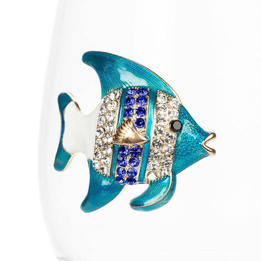 Stemless Wine Glass with Jewel Fish