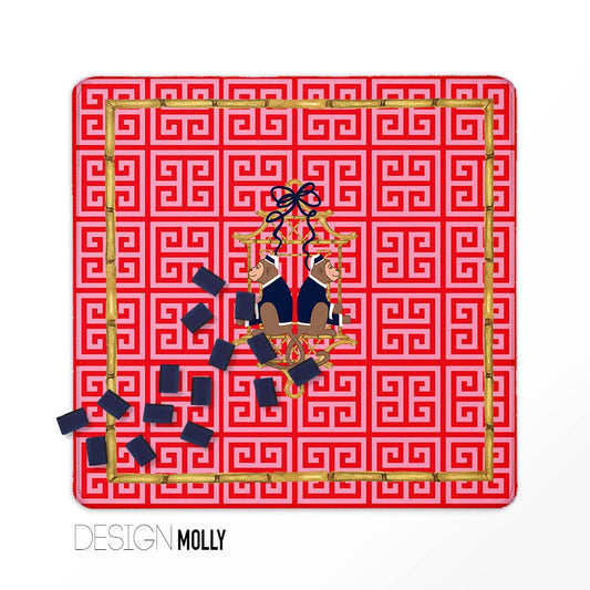 Mahjong Mat, Neoprene, Preppy,Chinoiserie, Boutique Monogram