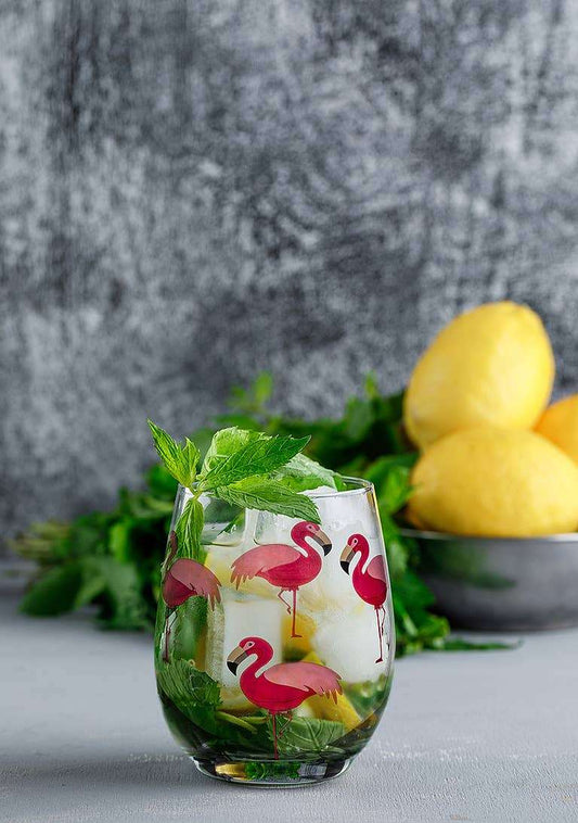 Flamingo Stemless Wine Glass