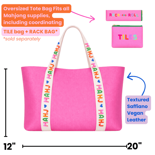 Mahjong Tote Bag Mahjong Tile Bag Leather | Pink *NEW*