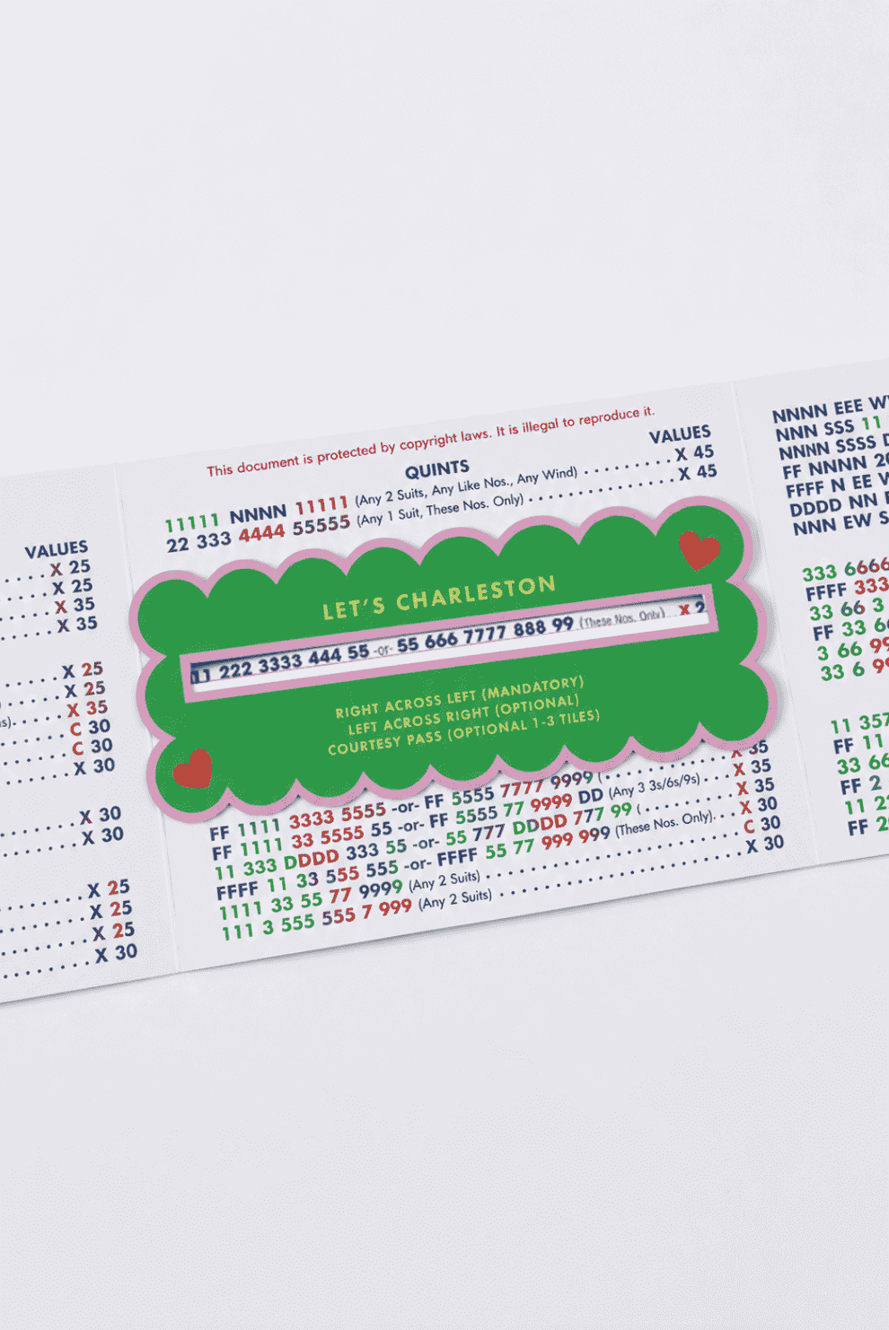 Mahjong Line Finder Tool for Standard and Large Size NMJL Cards - Green
