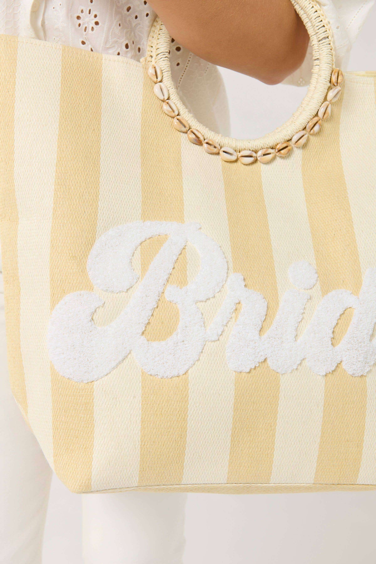 “Bride” Stripe Tote, Natural