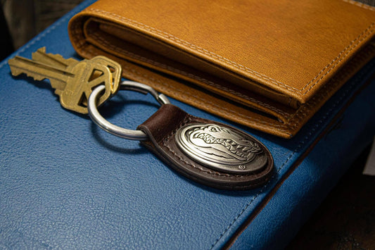 Florida Gators Oval Leather Key Fob.