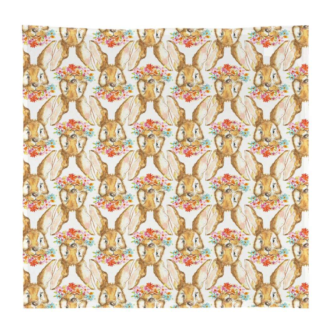 Rabbit Face & Flowers Square