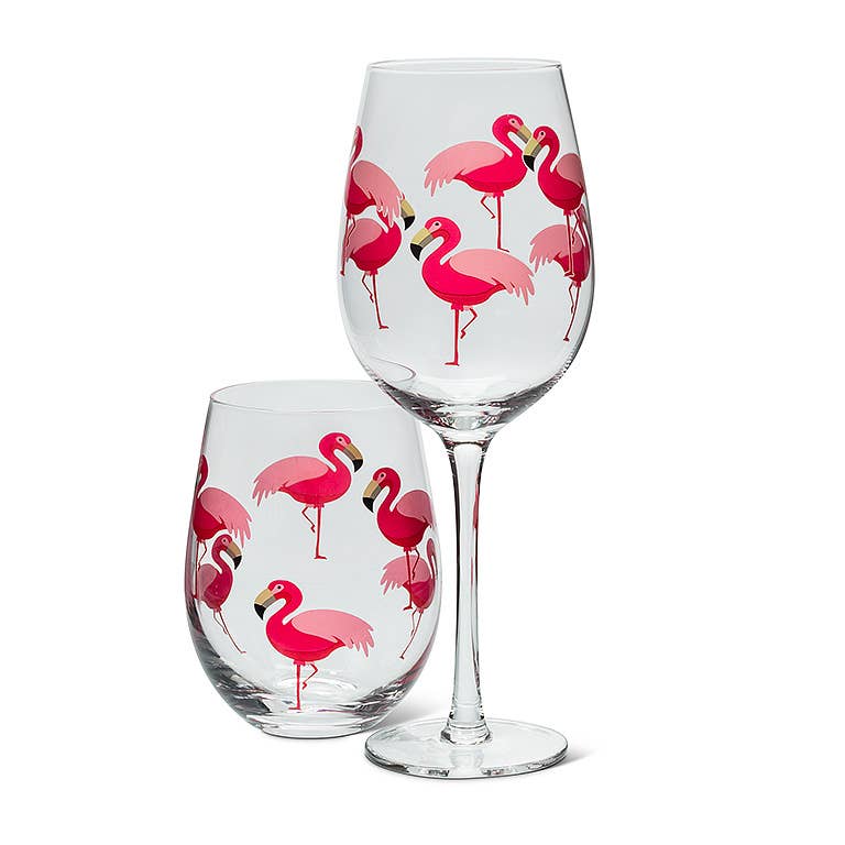 Flamingo Stemless Wine Glass
