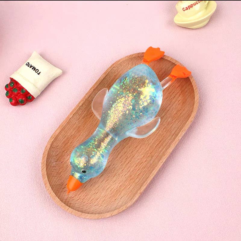 Cute Goose Duck Glitter Squishy Squeeze Toy Fidget Toy