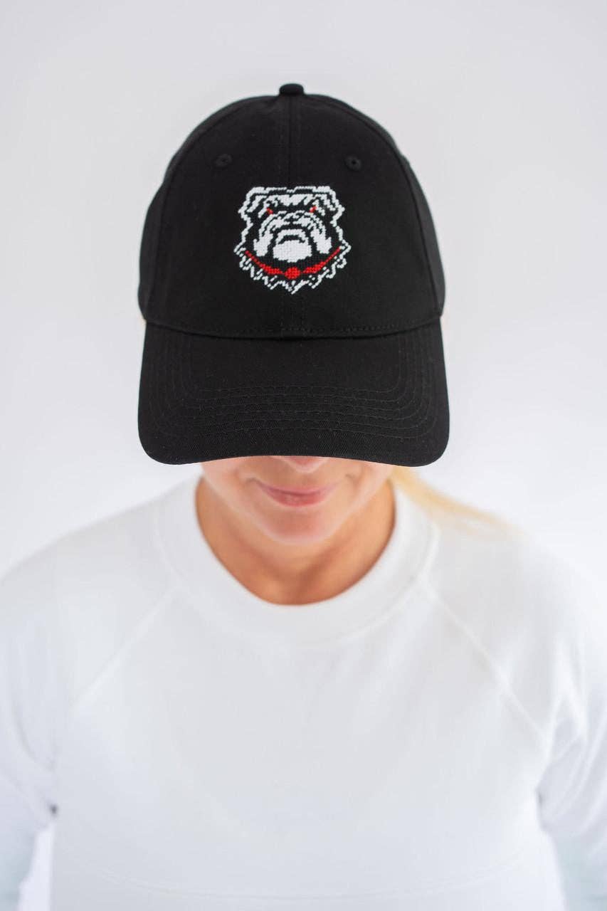 Needlepoint Baseball Hat Bulldog