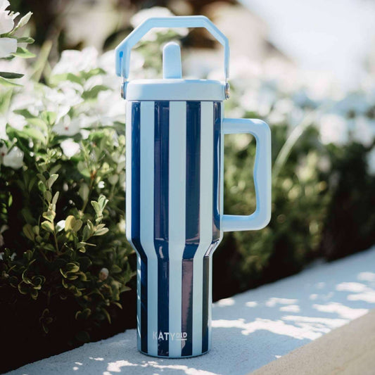 Light Blue and Navy Striped 38 Oz Easter Cabana Jug Tumbler