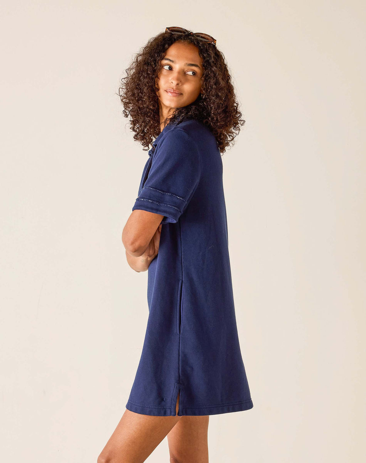 Mersea French Terry Polo Dress - Cadet Blue