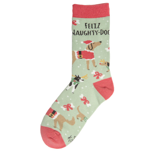 HOLIDAY SOCKS FELIZ NAUGHTY DOG (H20)