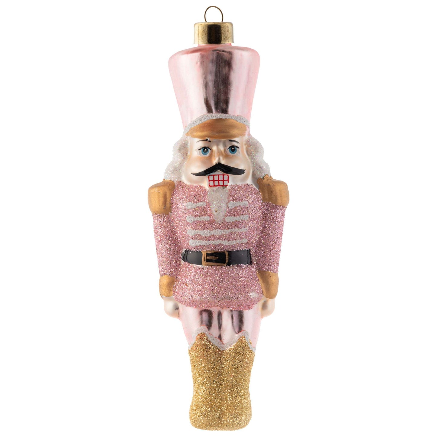 NUTCRACKER MERCURY GLASS ORNAMENT PINK (H24)