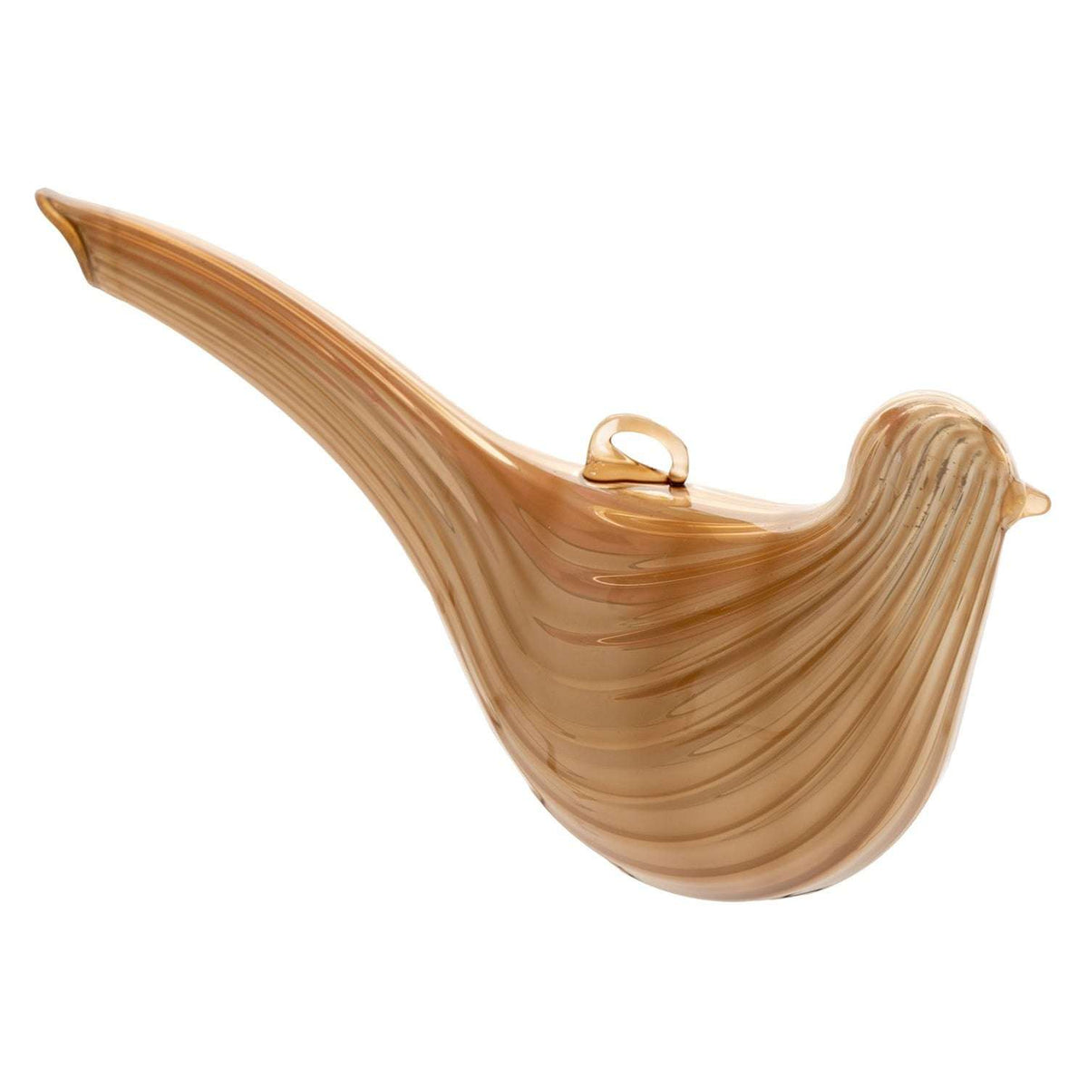 FLUTED TAIL BIRD GLASS ORNAMENT CHAMPAGNE (H25)