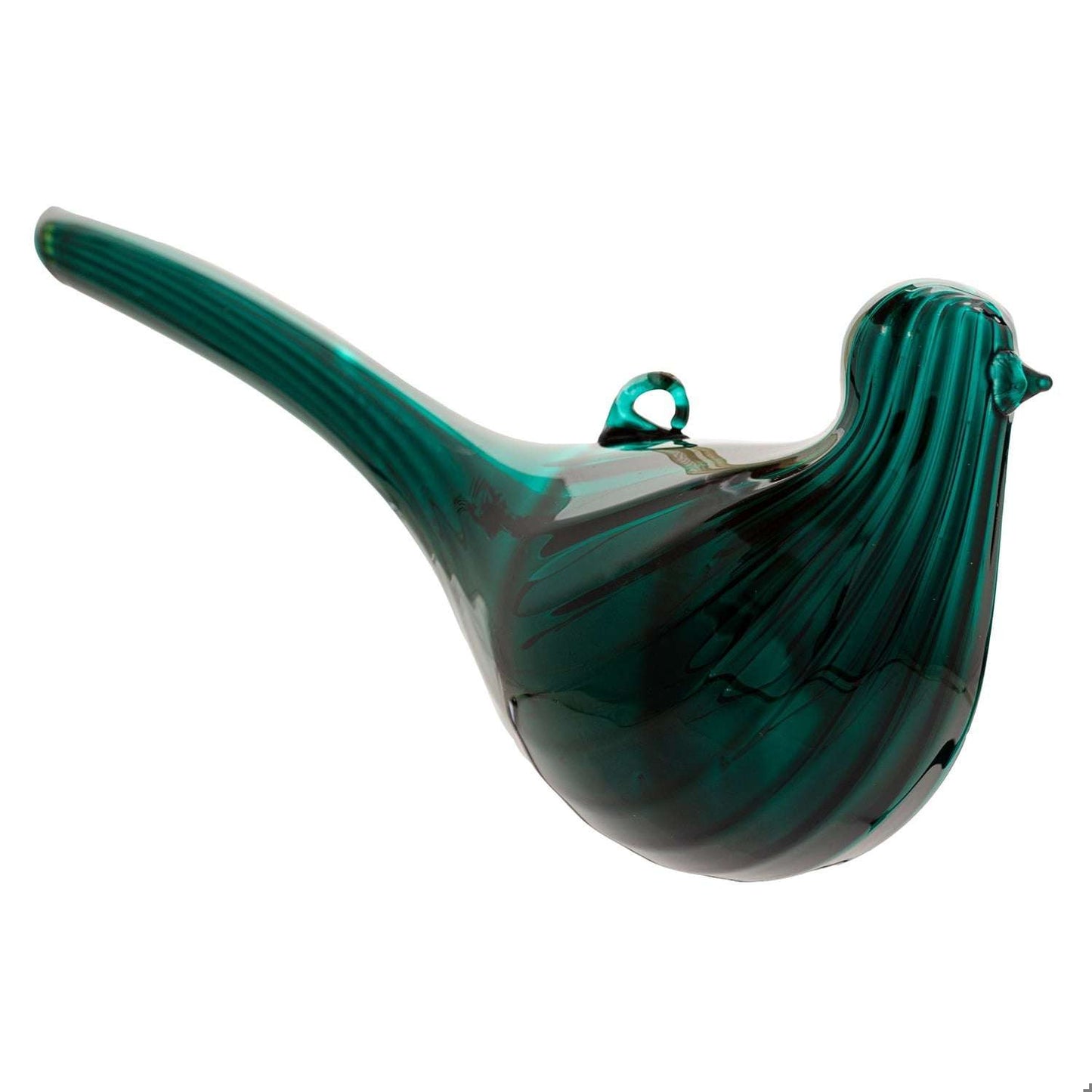 FLUTED TAIL BIRD GLASS ORNAMENT TEAL (H25)