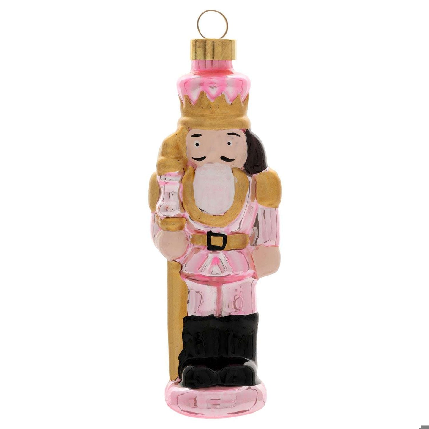 VINTAGE GLASS NUTCRACKER ORNAMENT PINK (H25)
