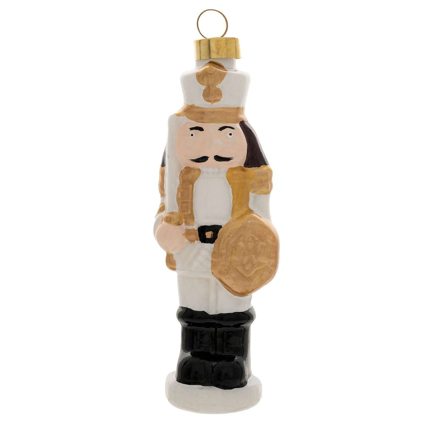 VINTAGE GLASS NUTCRACKER ORNAMENT WHITE (H25)
