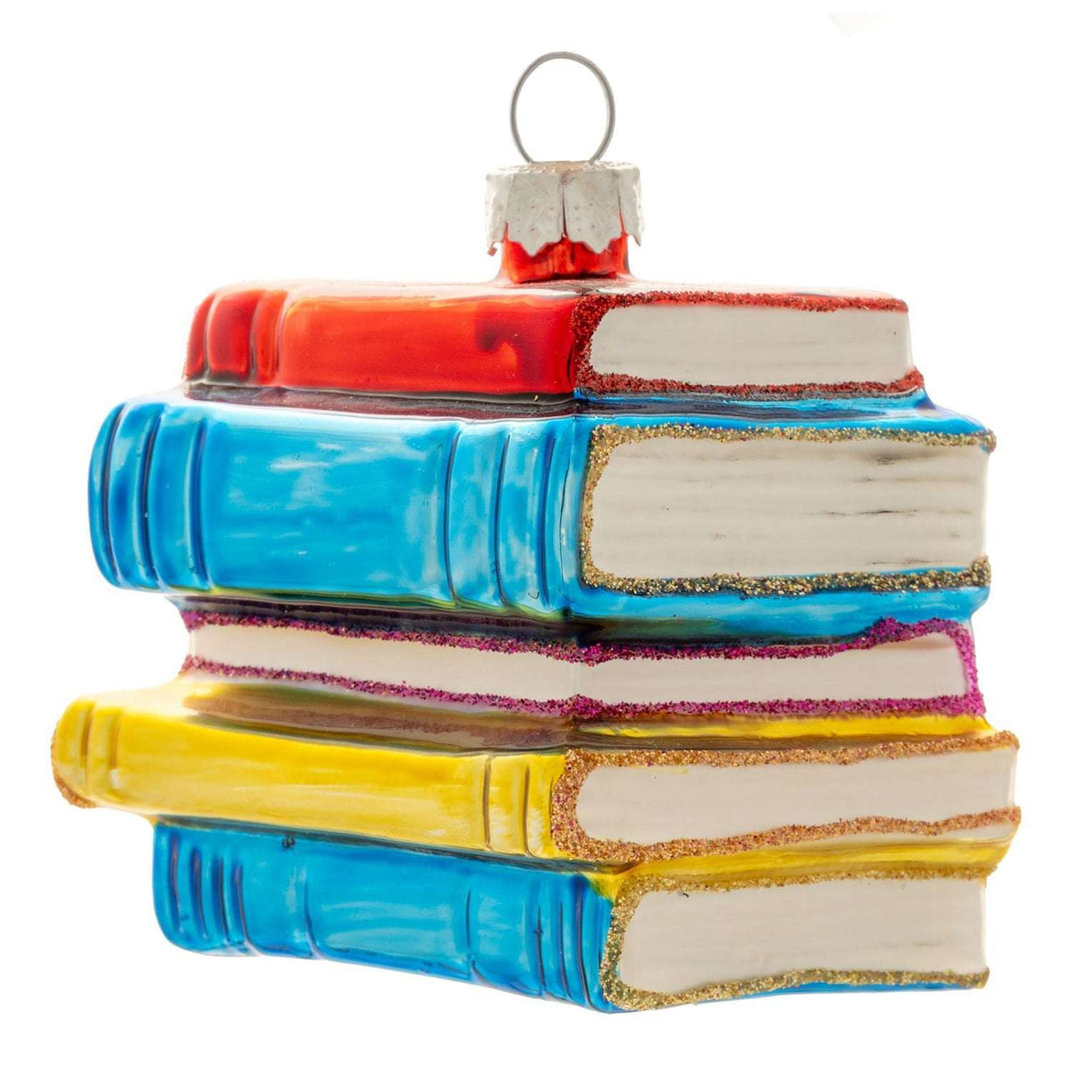 SMALL BOOK STACK GLASS ORNAMENT (H26)