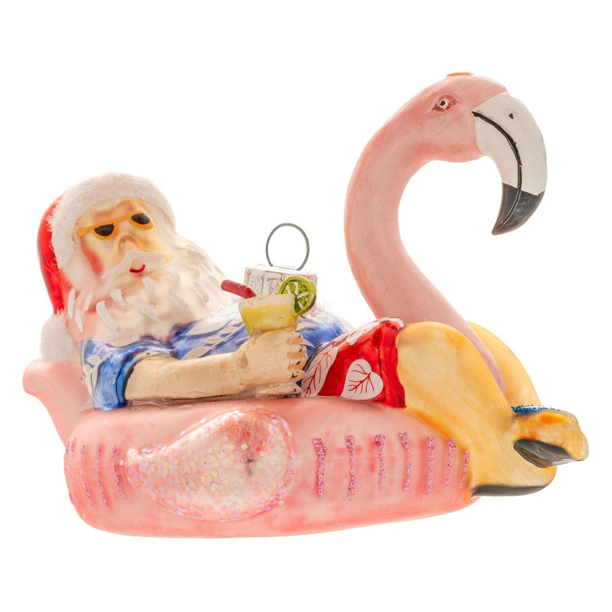 POOL FLOATING SANTA GLASS ORNAMENT (H26)