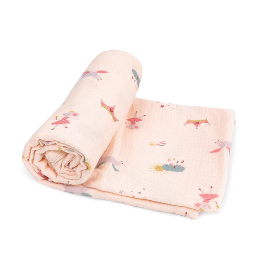 Mon Ami Swaddle & Rattle Gift Set Chateau Magique Pink